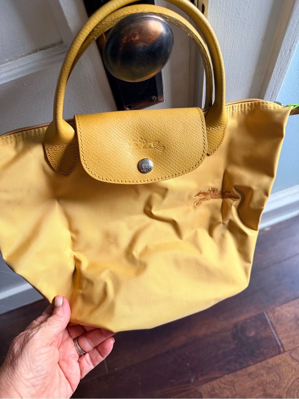 Longchamp Small Top-Handle Tote in Curry (yellow)